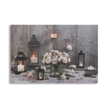 Art for the Home Cosy Cottage LED Printed Canvas in Brown