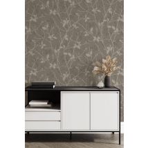 Boutique Belle Taupe/Gold Leaves Wallpaper in Beige