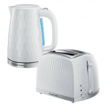 Russell Hobbs 2 Slice Toaster & Kettle Set, Honeycomb in White