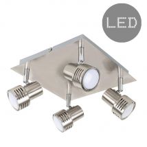 ValueLights Silver Ceiling Bar Spotlight With 4 x GU10 Warm White Bulbs