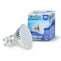 ValueLights 12 Pack GU10 White Glass Bodied Spotlight LED 3W Cool White 6500K 280lm Light Bulb