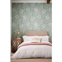 Sanderson 'Cantaloupe Embroidered' Cotton Duvet Cover in Ivory | Size: Double