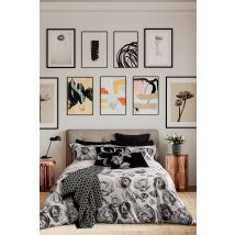 Ted Baker 'Mono Floral' Cotton Percale Duvet Cover Set in White | Size: Super King