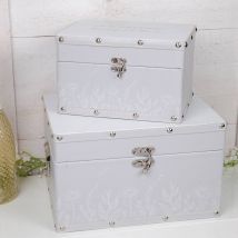 Amore by Juliana Set of 2 Luggage Boxes - Wedding Keepsakes in Pale Grey