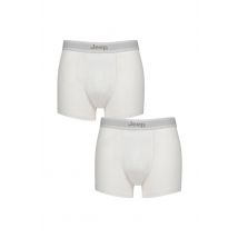 Jeep Men 2 Pack Cotton Plain Fitted Hipster Trunks in White | Size: Medium