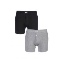 Jeep Men 2 Pack Cotton Plain Fitted Button Front Trunk Boxer Shorts in Grey | Size: Medium
