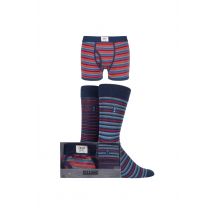 Jeep Men 3 Pack Spirit Gift Boxed Striped Trunks and Socks in Navy | Size: Small