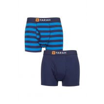 Men Mens 2 Pack Farah Plain and Striped Cotton Classic Keyhole Trunks in Dark Navy | Size: large