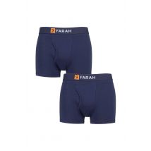 Men Mens 2 Pack Farah Plain and Striped Cotton Classic Keyhole Trunks in Navy | Size: X-Large