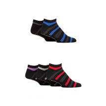 Men Mens 5 Pair Farah Arch Support Striped Cotton Trainer Socks in Black | Size: 6-11