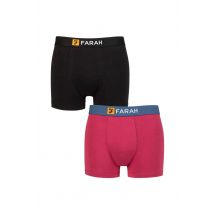 Men Mens 2 Pack Farah Plain Cotton Classic Fitted Trunks in Blue | Size: Small