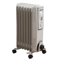 Daewoo 7 Fin Oil Filled Radiator 1500W Portable 3 Heat Settings White