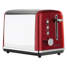 Daewoo 'Kensington' 2 Slice Toaster Stainless Steel Defrost Reheat 810W in Red