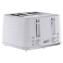 Daewoo 1600W 'Argyle' Toaster 4 Slice Double High Lift Reheat Defrost Large Slot in White
