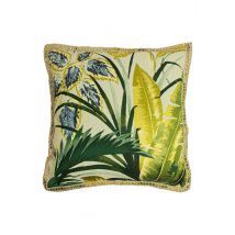 Furn Amazonia Braid Trimmed Jacquard Printed Cushion in Green | Size: 50cm x 50cm