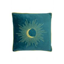 Furn Astrid Embroidered Eclipse Piped Cushion in Teal | Size: 50cm x 50cm