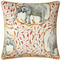 Paoletti Samui Elephant Printed Piped Cushion in Gold | Size: 45cm x 45cm