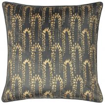 Furn Wisteria Printed Velvet Cushion in Charcoal | Size: 50cm x 50cm