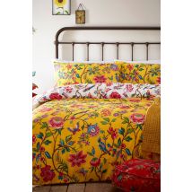 Furn Pomelo Tropical Floral Reversible Duvet Cover Set in Yellow | Size: King