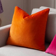 Furn Meridian Velvet Cushion in Tangerine | Size: 45cm x 45cm