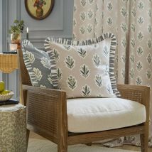 Sanderson Sessile Leaf Ruffle Cushion in Light Blue | Size: 50cm x 50cm