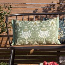 Morris & Co Snakeshead Printed Outdoor Cushion in Green | Size: 40cm x 60cm