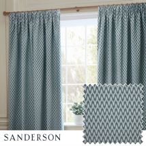 Sanderson Hutton Jacquard Room Darkening Pencil Pleat Curtains in Blue | Size: 229cm width x 137cm drop
