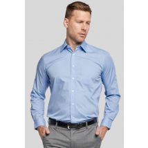 Double TWO Men Cornflower Tall Fit Long Sleeved Shirt in Blue | Size: 19.5 in