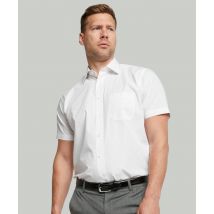 Double TWO Men White Short Sleeve Cotton Rich Non-Iron Shirt | Size: 15 in