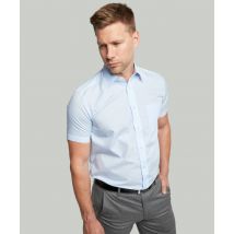 Double TWO Men Glacier Blue Short Sleeved Cotton Rich Non-Iron Shirt | Size: 15.5 in