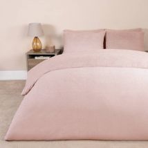 OHS Thermal Soft Teddy Fleece Duvet Cover Bedding Set in Dusty Pink | Size: Double