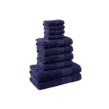 OHS Luxury 100% Cotton 10 Piece Bathroom Towel Bale Set in Navy | Size: Bath Towel