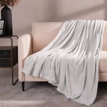 OHS Ultra Soft Flannel Fleece Throw Blanket in Pale Grey | Size: 120cm x 150cm