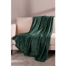 OHS Ultra Soft Blanket Throw Warm Flannel Fleece in Dark Green | Size: 120cm x 150cm