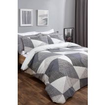 OHS Textured Geometric Duvet Cover with Pillowcase in Grey | Size: King