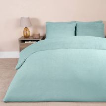 OHS Thermal Soft Teddy Fleece Duvet Cover Bedding Set in Duck Egg Blue | Size: Super King