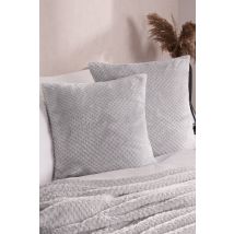 OHS 2 Pack of Waffle Fleece Square Cushion Covers in Light Grey | Size: 45cm x 45cm