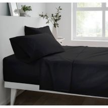 Smart Living Polycotton Bed Linen Luxury Fitted Bedsheet or Pillowcase Non Iron in Black | Size: Single Fitted