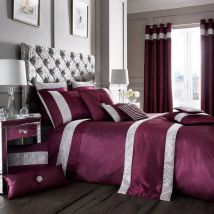 Smart Living Premium Polycotton Onyx Duvet Cover With Pillowcases in Aubergine | Size: Double