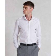 Savile Row Company London Men White Slim Fit Cotton Poplin Double Cuff Formal Shirt