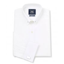 Savile Row Company London Men White Slim Fit Pin Collar Double Cuff Formal Shirt
