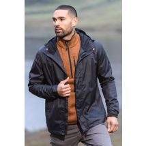Mountain Warehouse Men 'Torrent' Waterproof Travelling Rain Jacket 2000mm in Black | Size: Medium