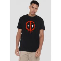 Marvel Men Deadpool Paint Logo T-Shirt in Black | Size: X-Large