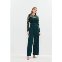 Coast Embroidered Top Wide Leg Jumpsuit In Forest
