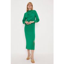 Oasis Women's Draped Crepe Button Detail Midi Dress in Green | Size: 8