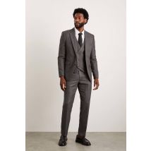 Burton Men Slim Charcoal Wide Self Stripe Suit Trousers | Size: 30S