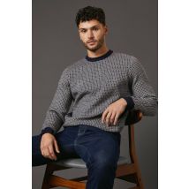 Burton Men Navy Super Soft Knitted Geo Crew Neck Jumper | Size: large