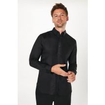 Burton Men Long Sleeve Chest Pocket Oxford Shirt in black | Size: Medium