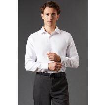 Burton Men Slim Fit Basket Weave Smart Long Sleeve Shirt in white | Size: 17 in