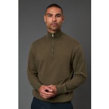 Burton Men Cotton Rich Half Zip Jumper in khaki | Size: large